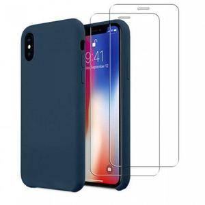 EVETANE  Coque pour iPhone X/xs antichoc Bleu Marine + 2 vitres