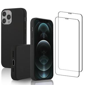 Hülle iPhone 12/iPhone 12 Pro und 2 schutzfolien - Silikon - Schwarz