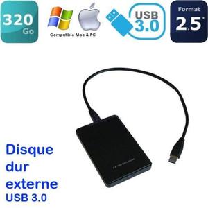 Mini disque dur externe 320Go USB auto-alimenté, léger, portable, PC & Mac USB 3.0