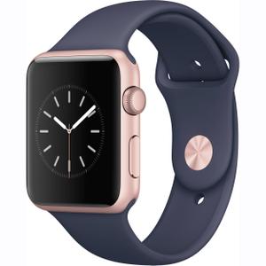 Apple Watch (Serie 1) 42 mm - Aluminio Oro Rosado - pulsera deporte azul oscuro