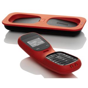 Téléphone sans fil Dect afficheur alphanumérique Noir et Blanc Telefunken Colombo Td101 - Rouge