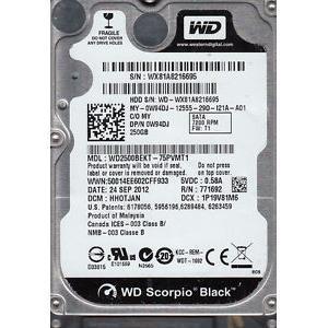 Disque Dur interne 2.5" 250Go - Western Digital WD2500BEKT-75PVMT1