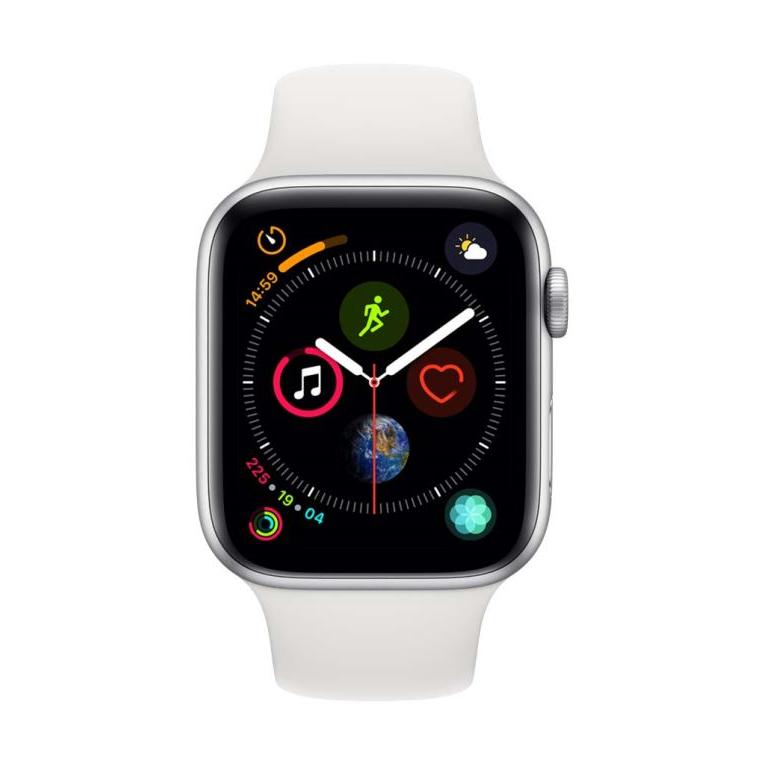 Apple Watch (Series 4) Settembre 2018 44 mm - Acciaio inossidabile Argento  - Cinturino Sport Bianco - Ricondizionato - Rigenerato | Back Market