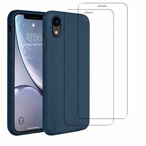 EVETANE Coque pour Iphone Xr antichoc bleu marine + 2 vitres []