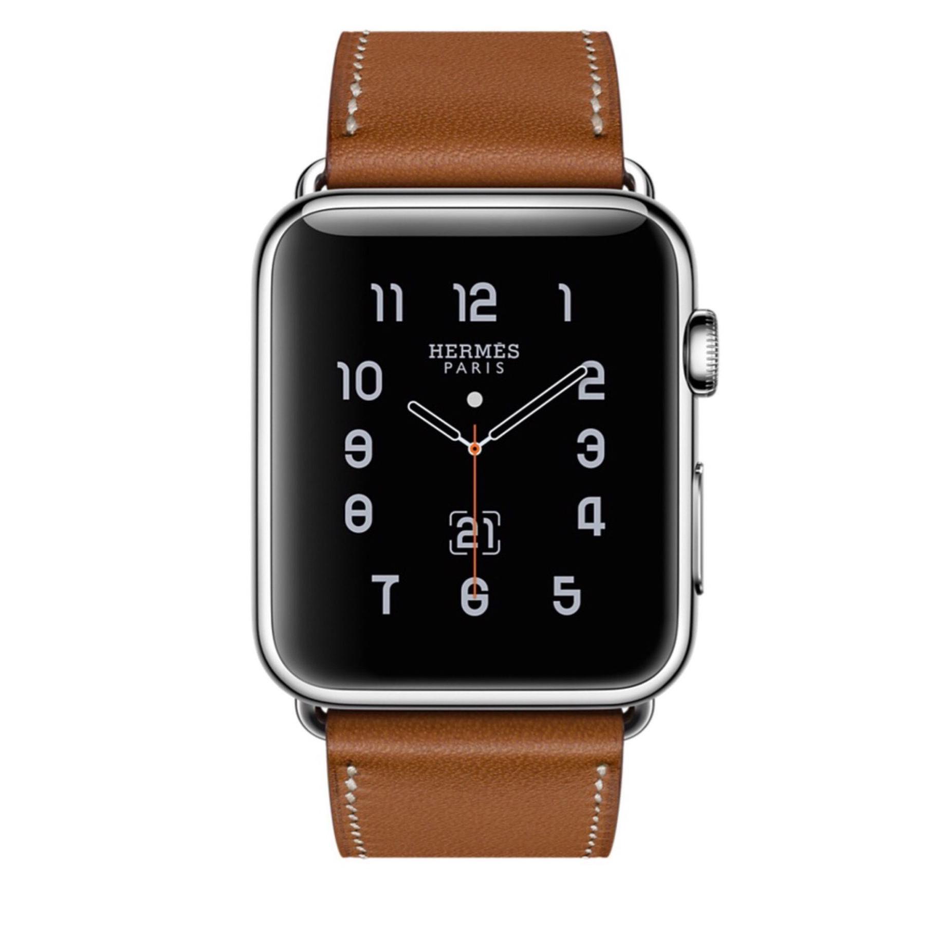 Apple Watch (Series 3) Septiembre 2017 42 mm - Acero inoxidable Plata -  Correa Hermès correa sencilla Marrón | Back Market
