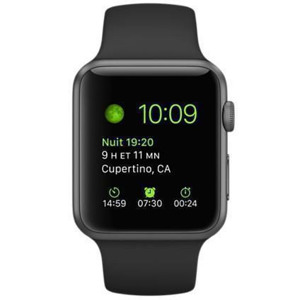 Apple Watch (series 1) 38 Mm Aluminium Gris Sidéral Bracelet Sport Noir