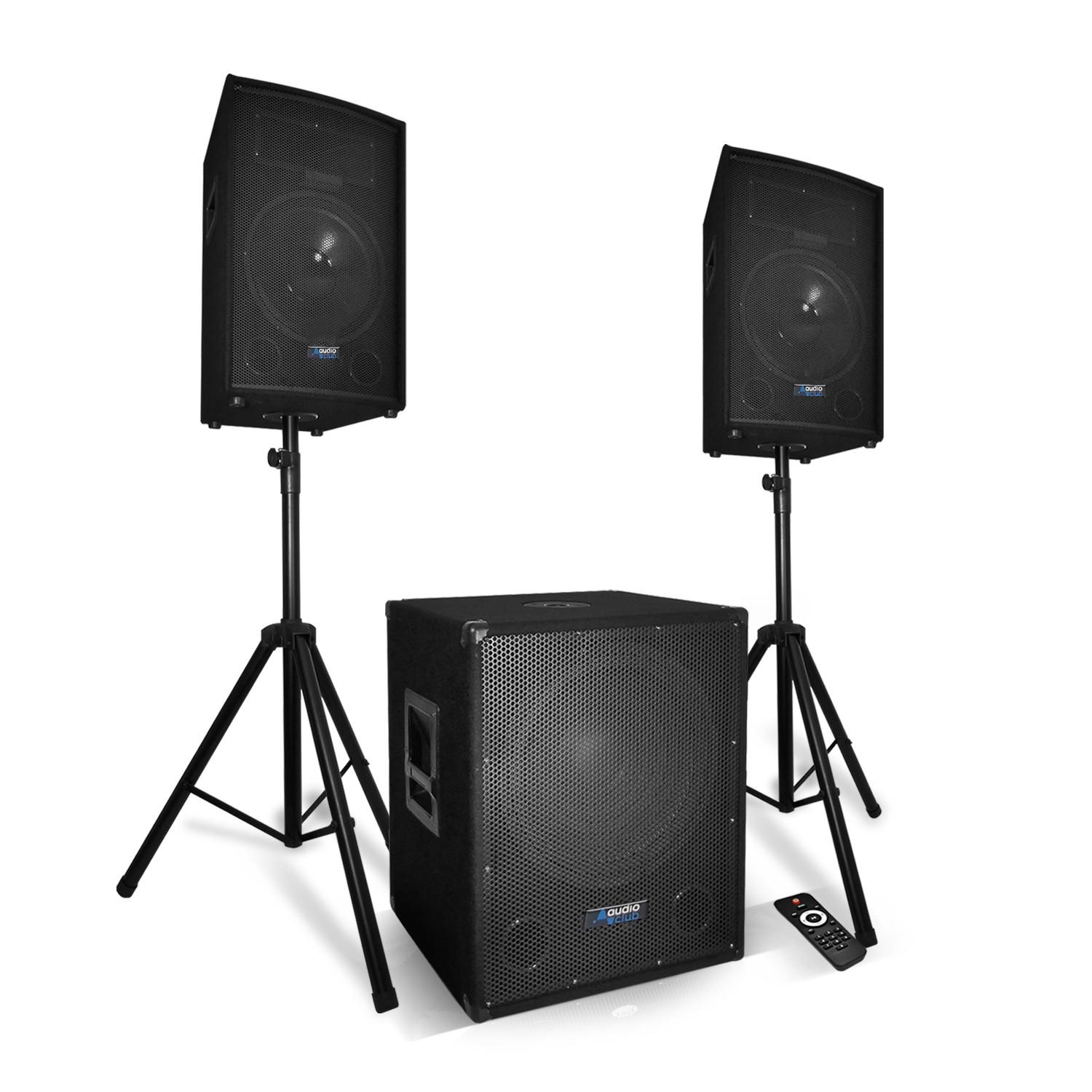 Enceintes Sono Pack Sonorisation 2200W - Enceintes + Caisson + Pieds - Usb/Bluetooth - Bm Sonic Bms1512