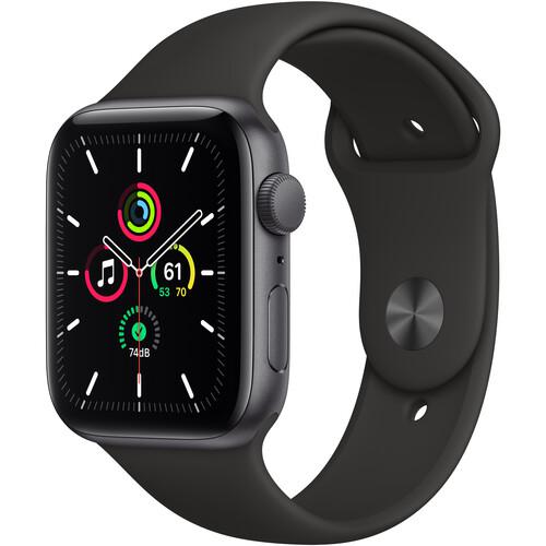 Apple Watch (series Se) Gps 44 Mm Aluminium Gris Sidéral Bracelet Bracelet Sport Noir