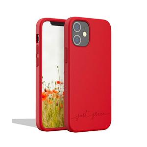 JUST GREEN Coque iPhone 12 mini - Mati&egrave;re naturelle - Rouge