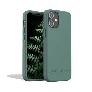 JUST GREEN Coque iPhone 12 mini - Mati&egrave;re naturelle - Vert