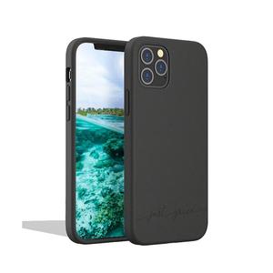 JUST GREEN Coque iPhone 12 pro max - Mati&egrave;re naturelle - Noir