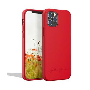 JUST GREEN Coque iPhone 12/12 Pro - Mati&egrave;re naturelle - Rouge