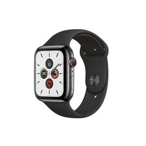 Apple Watch Series 5 (2019) GPS + Cellular 44 mm - Acier inoxydable Noir sid&eacute;ral - Bracelet sport Noir