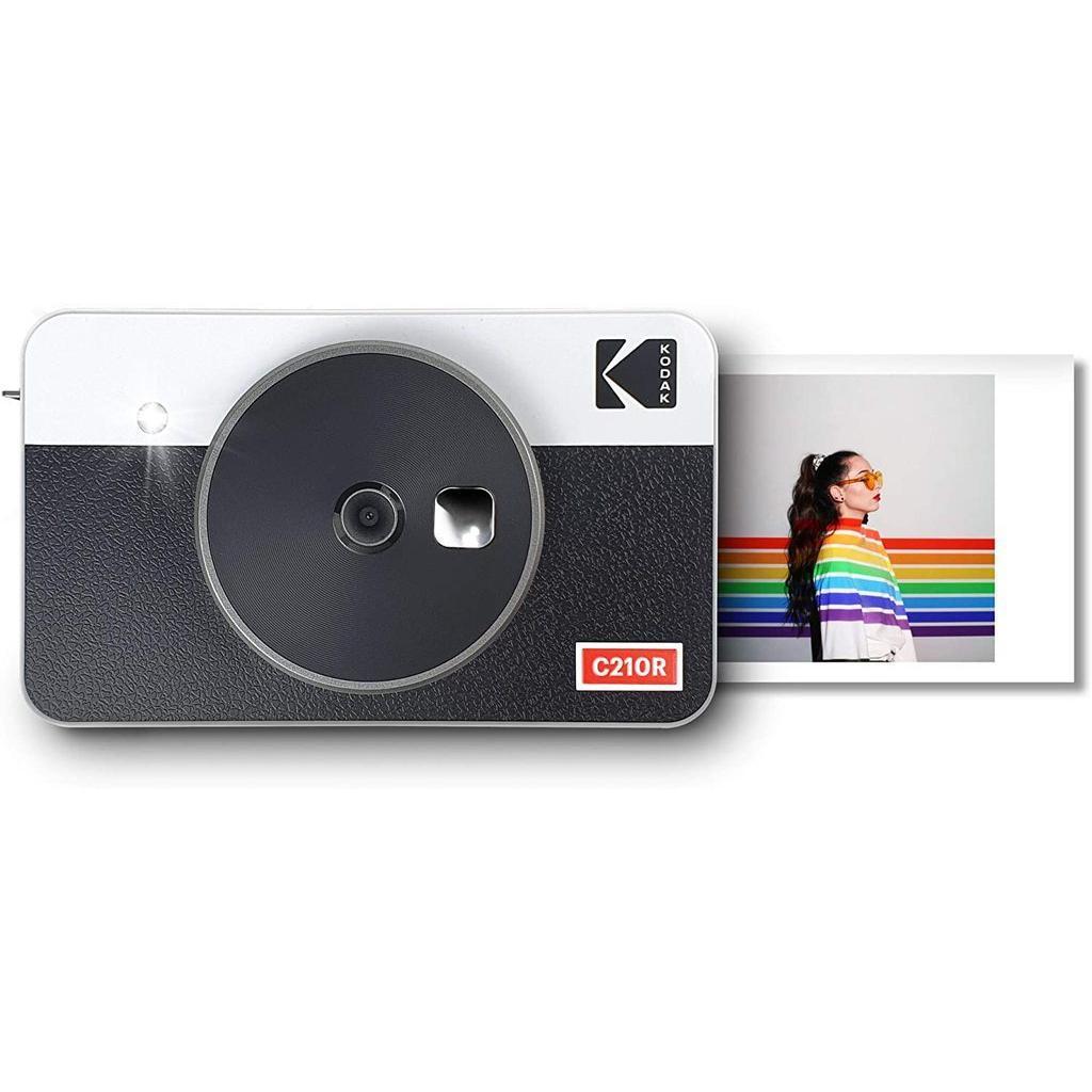 Kodak Mini Shot Combo 2 Retro C210R - Appareil Photo Instantane (Photo Format Carte De Credit 5,3 X 8,6 Cm - 2,1 X 3,4 '', Écran Lcd 1,7'', Bluetooth, Batterie Lithium, Sublimation Thermique 4Pass, 8 Photos Incluses) Blanc & Noir