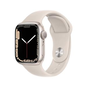 Apple Watch (Series 7) 2021 GPS 41 mm - Aluminium Beige - Bracelet sport Lumi&egrave;re stellaire