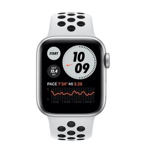 Apple Watch Series 6 (2020) GPS + Cellular 40 mm - Aluminium Argent - Bracelet sport Nike Blanc/Noir