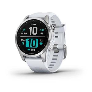 GARMIN Montre connect&eacute;e  Fenix 7S Silver avec bracelet silicone Blanc 