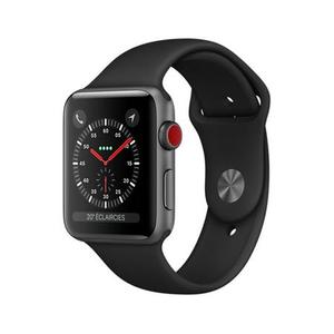 Apple Watch (Series 3) 2017 GPS + Cellular 38 mm - Aluminium Gris sid&eacute;ral - Bracelet sport Noir