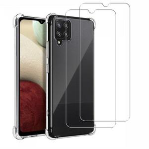 EVETANE Coque pour Samsung Galaxy A12 Antichocs Silicone + 2 Vitres en Verre Tremp&eacute; Protection &eacute;cran