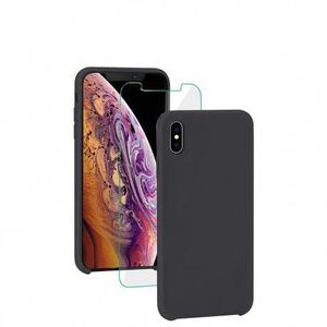 Hülle iPhone Xs Max und schutzfolie - Silikon - Schwarz