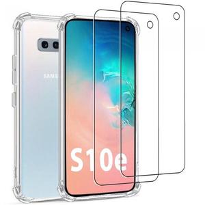 EVETANE Coque Galaxy S10e et 2 &eacute;crans de protection TPU Transparent