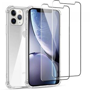 EVETANE Coque pour iPhone 11 Pro Max Antichoc Silicone + 2 Vitres en verre tremp&eacute; Protection &eacute;cran