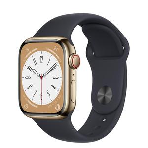 Apple Watch Series 7 (2021) GPS + Cellular 45 mm - Stainless steel Gold - Sport band Black