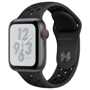 Apple Watch Series 4 (2018) GPS + Cellular 40 mm - Aluminium Gris sid&eacute;ral - Bracelet sport Nike Noir