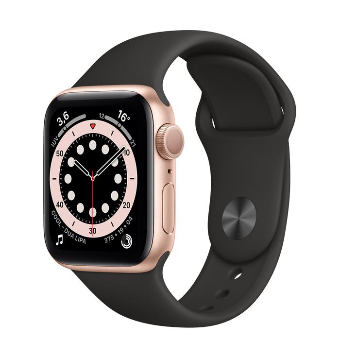 Apple Watch (series 4) Septembre 2018 44 Mm Acier Inoxydable Or Bracelet Sport Noir