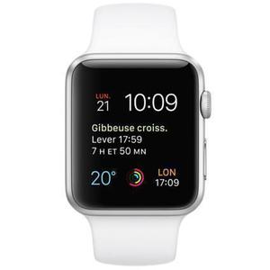 Apple Watch (Series 1) Décembre 2016 42 mm - Aluminium Argent - Bracelet Sport Blanc