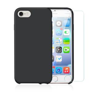 Pack iPhone 7 / iPhone 8 Silikon Hülle Schwarz und gehärtetes Glas