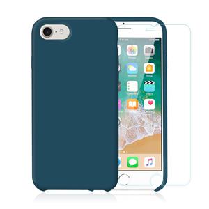 Pack iPhone 7 / iPhone 8 Silikon Hülle Petrol + gehärtetes Glas