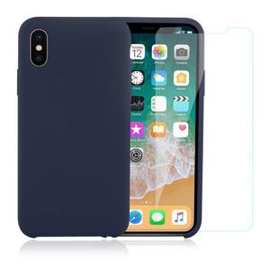 Pack iPhone X / iPhone XS Silikon Hülle Petrol und gehärtetes Glas