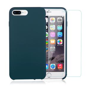 Pack Coque iPhone 7 Plus / iPhone 8 Plus en Silicone Bleu Canard + Verre Trempé