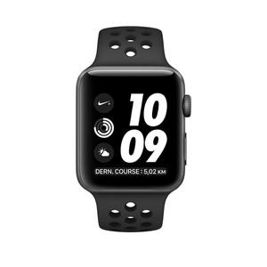 Apple Watch (Series 2) 42 mm - Aluminium Grau - Armband Nike Sportarmband Schawrz