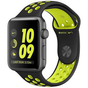 Apple Watch (series 3) 42 Mm - Aluminium Gris Sidéral - Bracelet Sport Nike Noir/volt