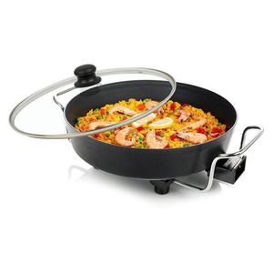 Elektrische Multifunktionspfanne Ø35cm 1800Watt Pizzapfanne mit Glasdeckel