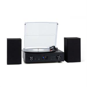 Mini-chaine Hi-Fi Connecté Auna Vinyl + tourne-disque + 2 haut-parleurs - Noir