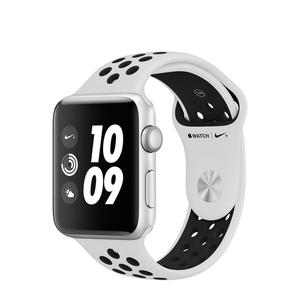 Apple Watch (Series 3) September 2017 42 mm - Aluminium Zilver - Armband Nike sport armband Wit