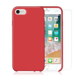Pack iPhone 7 / iPhone 8 Silikon Hülle Rot + ausgeglichenes Glas
