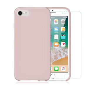 Pack iPhone 7 / iPhone 8 Silikon Hülle Hellrosa + gehärtetes Glas