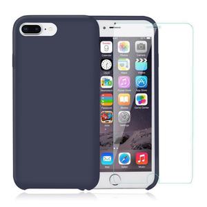 Pack Coque iPhone 7 Plus / iPhone 8 Plus en Silicone Bleu Nuit + Verre Trempé