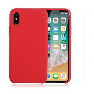 Pack iPhone X / iPhone XS Rotes Silikon Hülle + ausgeglichenes Glas