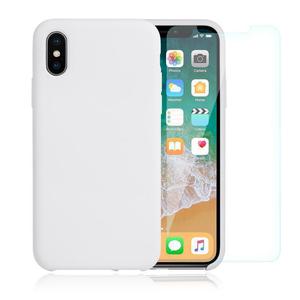 Pack Coque iPhone X / iPhone XS en Silicone Blanche + Verre Trempé