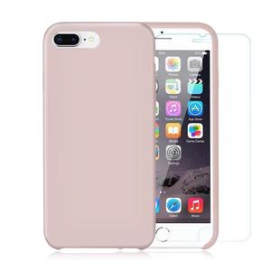 Pack iPhone 7 / iPhone 8 Plus Silikon Hülle Hellrosa + gehärtetes Glas