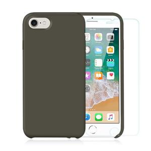 Pack iPhone 7 / iPhone 8 Silikon Hülle Olivgrün + ausgeglichenes Glas