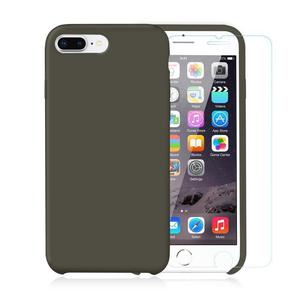 Pack iPhone 7 / 8 Plus Silikon Hülle Olivgrün + ausgeglichenes Glas