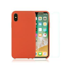Pack iPhone X / iPhone XS Silikon Hülle Nektarine + gehärtetes Glas