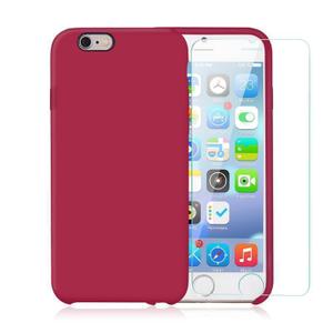 Pack Coque iPhone 6 Plus / iPhone 6S Plus en Silicone Cerise + Verre Trempé