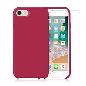 Pack iPhone 7 / iPhone 8 Silikon Hülle Kirsche + gehärtetes Glas